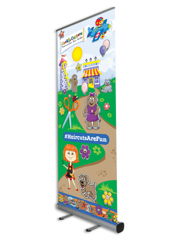 #HaircutsAreFun Village Banner Stand